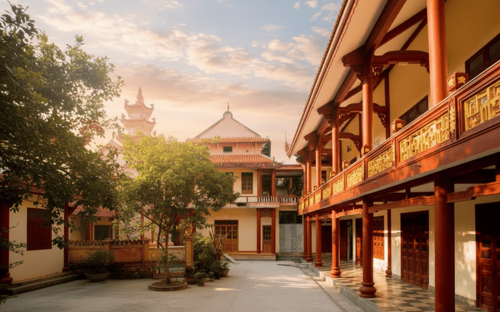 The Ancestor Hall, worshiping the first abbots of the pagoda, is extremely quiet and peaceful